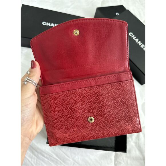 CHANEL Red Caviar Leather Timeless French Wallet W/Box - Picture 8 of 16